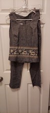 Nina Piccalino 2 piece Tunic Pant Set Size 8 Gray Silver Stretch USA Made VTG