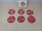 Lot Of 6 VTG Wm A Rogers Poinsettia Coasters Silverplate & Enamel 80s Christmas