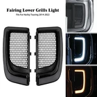 Black Fairing Lower Grills LED Turn Signal Lights Fit For Harley Touring 2014-UP