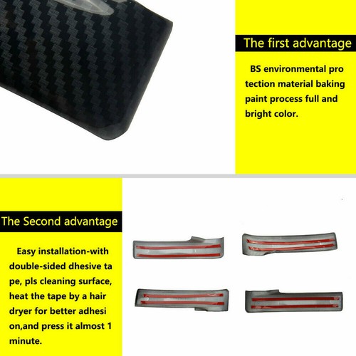 4pcs Black Carbon Fiber Inner Door Handle Cover Trim For Toyot@ Tundra 2007-2021 - Bild 7 von 8