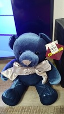 Vintage Eckerd Dandee Blue Velvet Plush Stuffed Teddy Bear Wearing Bow With Tags