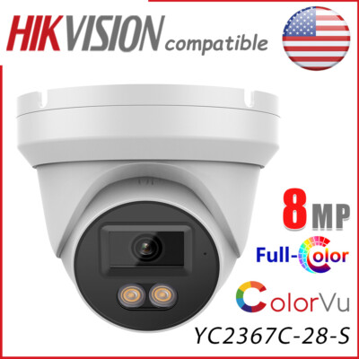 Hikvision Compatible ColorVu 8MP 4K Security CCTV IP camera 2-way Audio Speaker