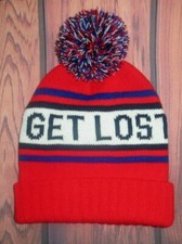 MENS AMERICAN EAGLE POM POM RED BEANIE HAT ONE SIZE