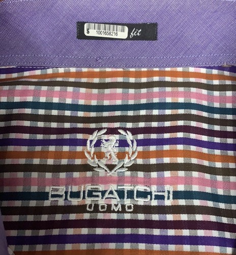 Camisa de Vestir Bugatchi Uomo Colorida Arco Iris Multicolor Rayas Manga Larga LG - Imagen 9 de 10