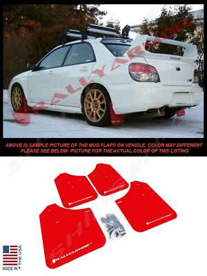 #ad #ad Rally Armor Red Mud Flaps w White Logo for 2002 2007 Impreza WRX STI Sedan $139.17