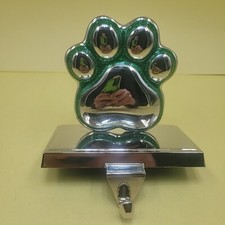 Paw Print Christmas Stocking Hanger Green Silver Sparkly Dog Best Friend