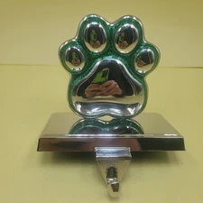 Paw Print Christmas Stocking Hanger Green Silver Sparkly Dog Best Friend