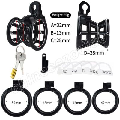 Resin Male Chastity Device Inverted Cage for Men Locking Belt with 4 Rings 2024