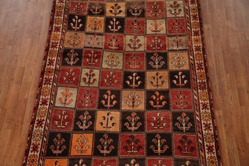 Vegetable Dye Checked Bakhtiari Area Rug 5x9 ft. Handmade Wool Vintage Carpet - Picture 3 of 12