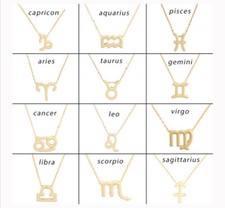 12 Constellation Symbol Zodiac Signs Pendant Necklace Women Choker Chain Jewelry