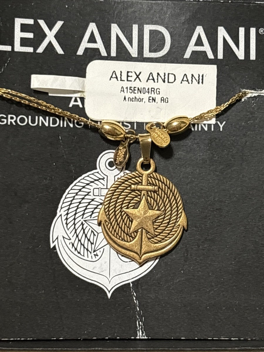 Gold Anchor Pendant Alex And Ani Adjustable Chain Necklace - Main Image