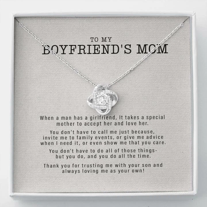  Boyfriends Mom Necklace with Message Card, Jewelry Birthday Gift,  Boyfriend Mom Gift Personalized, Custom Necklace for Women, 14k White Gold:  Clothing, Shoes & Jewelry