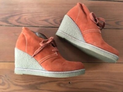 Orangene Wedge-Halbschuhe Wildleder / leicht gefüttert Gr. 37 von Graceland