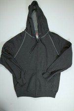 Hanes Charcoal Cotton Blend Eco Smart Full Zip Hooded Sweatshirt Hoodie Small
