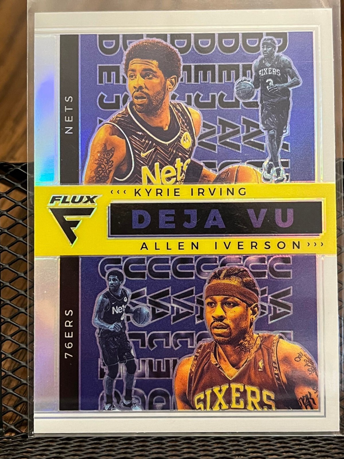 KYRIE IRVING ALLEN IVERSON 2020-21 FLUX DEJA VU SILVER HOLO REFRACTOR PRIZM #30!