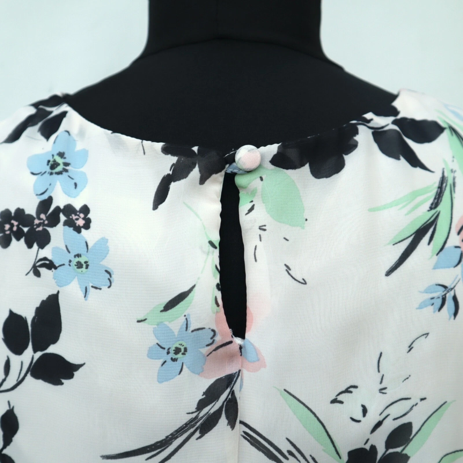 OFF WHITE Abito estivo tubino panna bianco sporco floreale float UK 16 completamente foderato nuovo senza etichette