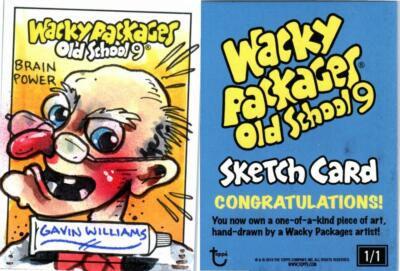 2020 WACKY PACKAGES OLD SCHOOL SERIES 9 SKETCH CARD BRAIN POWER by GAVIN WILLIAM