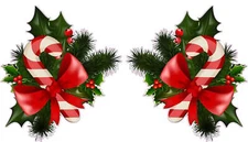 Christmas Candy Cane with Mistletoe Right & Left Window and Wall Decor Decal