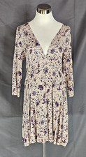 Forever 21 - Mauve Long Sleeve Deep V Neck Cutout Back Floral Print Dress - L