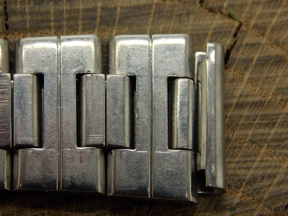 Correa de reloj vintage usada cierre de despliegue acero inoxidable 19 mm Baldwin Foto 3 de 4