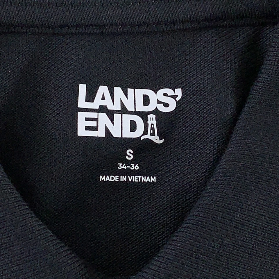 Nuevo polo Lands End para hombre pequeño negro LEXEN bordado logotipo manga corta malla Foto 3 de 4