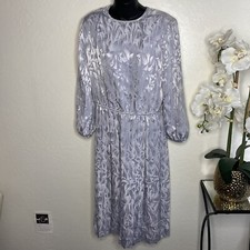 Vintage dress ladies gray silver pleated dress size 6 