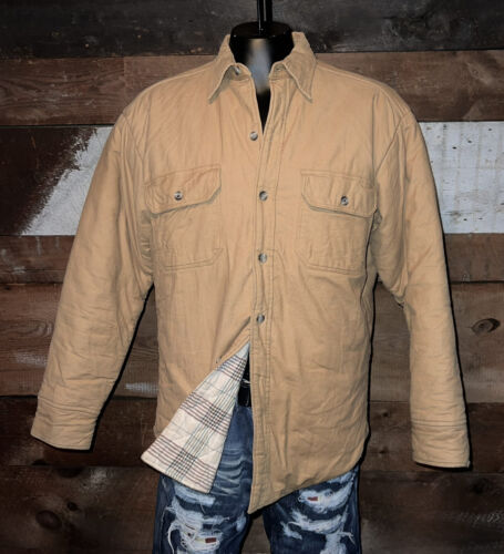 Vintage WOOLRICH Mens Thick Quilt Lined CPO Shirt Jacket Distressed Duck Mens L - Picture 1 of 12