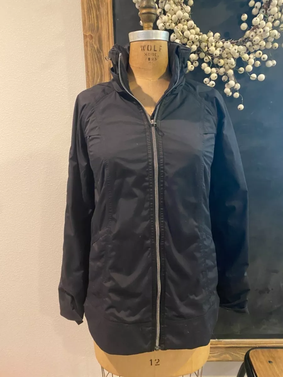 Lululemon Fo Drizzle Hooded Rain Coat Jacket Zipper Back Black 4 HTF Rare