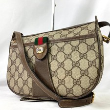 GUCCI GG Sherry Line Interlocking G Shoulder Bag Crossbody PVC Leather Brown
