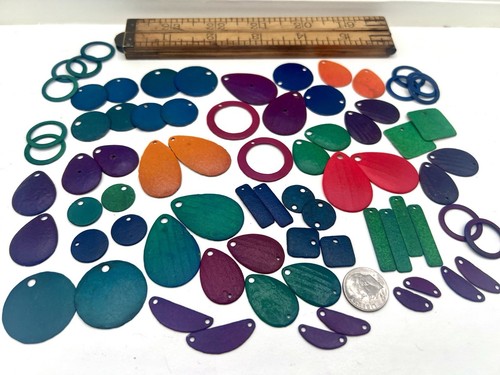 74 Pcs Vintage Colorful Enamel Copper Steel Shapes Findings Jewelry Making Lot B - Picture 2 of 13