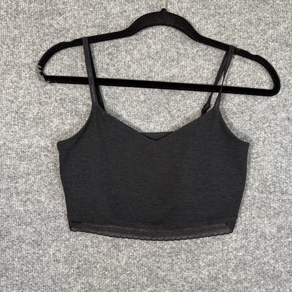 Beyond Yoga Sports Bra Womens Small Gray Tank Lace Trim Spaghetti Strap No Pad - Image 2 of 4
