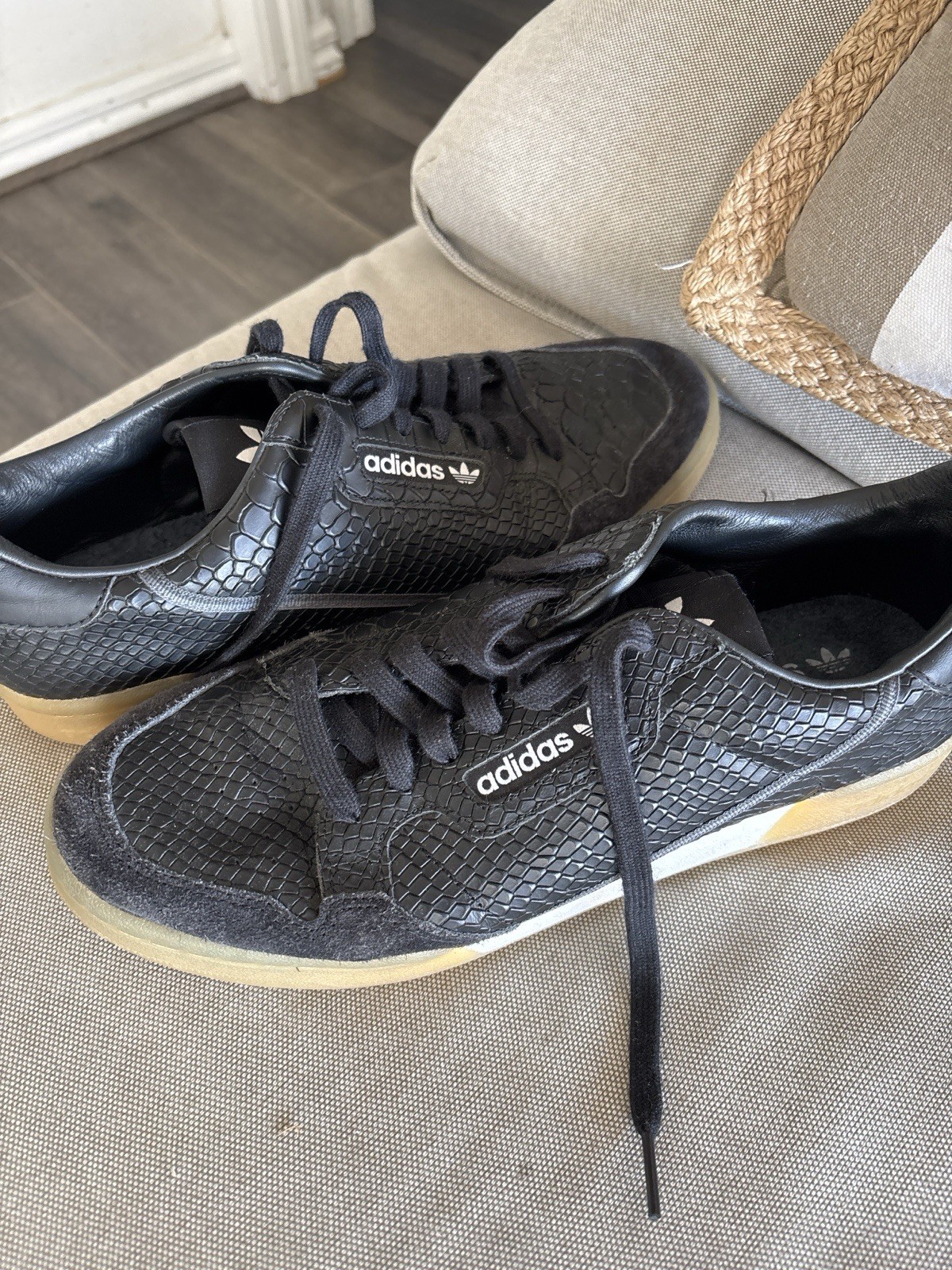 ORIGINAL Adidas Continental 80 Black Python Men's… - image 8