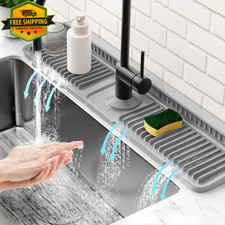 24'' Longer Faucet Mat for Kitchen Sink Splash Guard 7  Slope Fast Self-draining