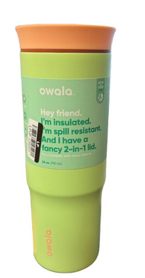 Owala 24oz Stainless Steel Straw Tumbler Leak Proof Lime Light Green NO STRAW