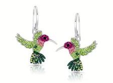 Fashion Women Colorful Hummingbird Inlaid Shiny Rhinestone Dangle Earrings M