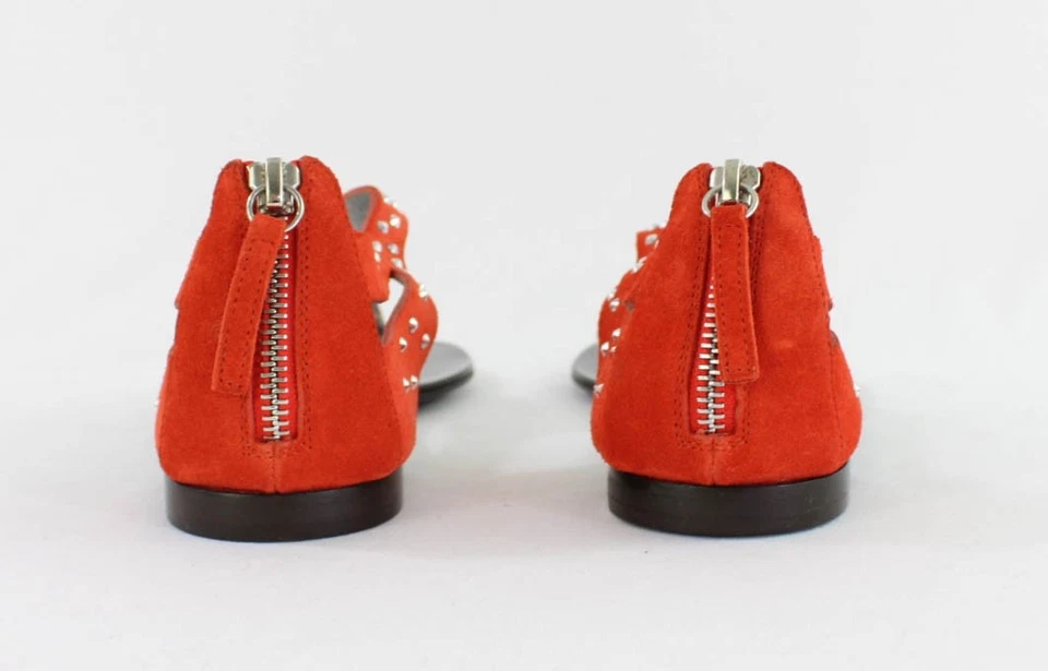 Giuseppe Zanotti Naranja Gamuza Tachonado Geranio Tanga Plana Sandalia Zapato 38 EE. UU. 8 Foto 4 de 4