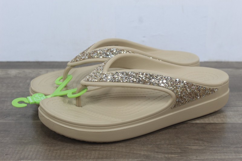 Crocs Women's Sloane Glitter Flip Sandal Sz 8 {Fa-386]