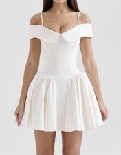 House of CB White Elida Mini Dress in size Medium, new with box and tag.