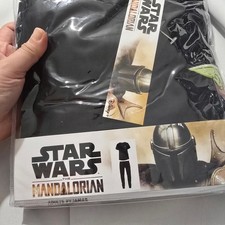 Star Wars Mandalorian Men’s Pyjama Set Top Bottoms Baby Yoda Grogu (large)