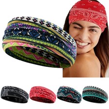 Women Girls Printed Boho Headband Turban Knot Hairband Workout Yoga Hair Bands