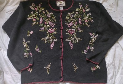 Damen Vintage Floral Cottagecore Tiara International 2001 Y2K Schwarz Unikat