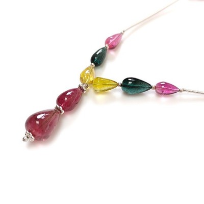 23.00cts Natural Multi Color Tourmaline Plain Teardrop Loose Beads 8mm - 12mm