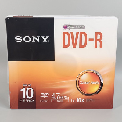 Sony DVD-R 4.7GB 120 Min 1X-16X Blank Recordable Discs 10 Pack Open Box NEW
