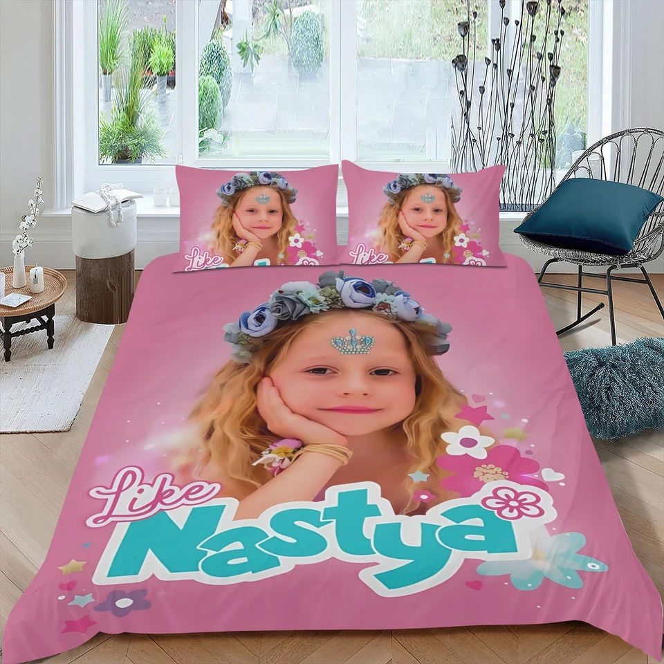 Funda nórdica con 2 fundas de almohada para juego de cama Like Nastya niños niños y niñas Foto 2 de 4