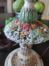 Gorgeous Boudoir lamp - 1920s - French Barbola Iron Cast Metal Floral