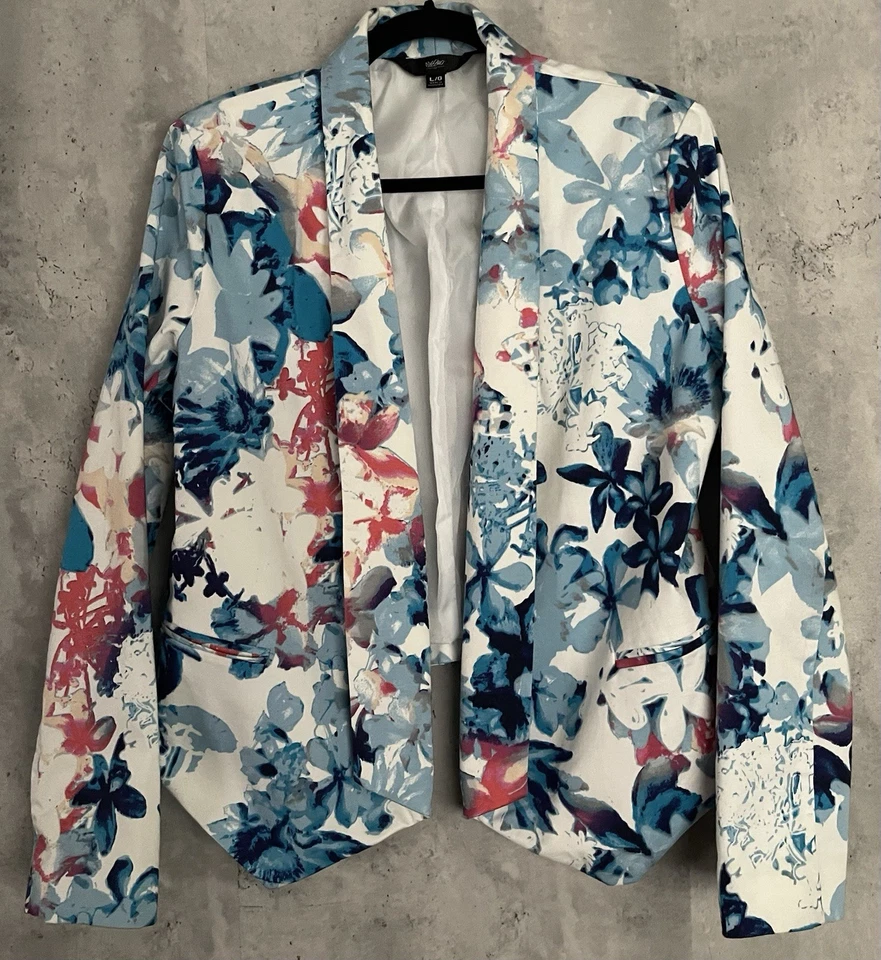 Mossimo Women's Cotton  Open Front Long Sleeve Floral Blend Tuxedo Blazer SzLrg — 第 4/4 张图片