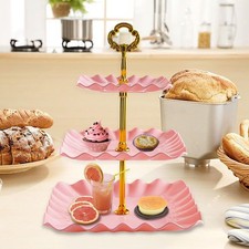 Cupcake Stand 3 Tier Plastic Cookie tower for Birthday Wedding Parties Pink