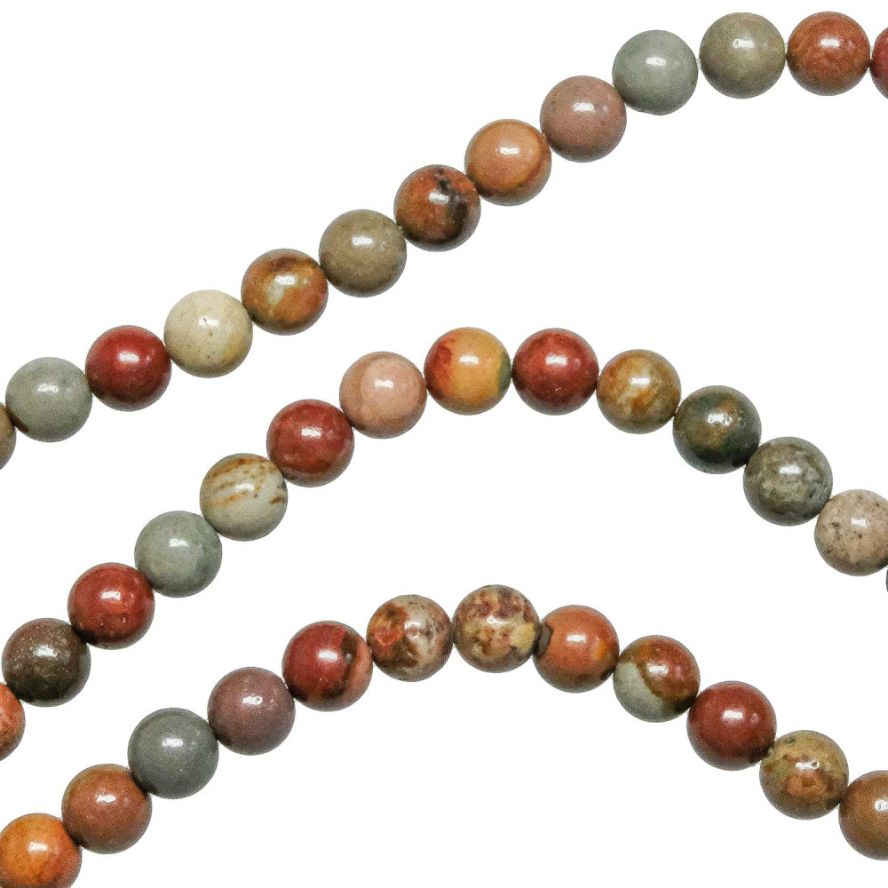 Collier jaspe polychrome 6 mm, création joaillière de 50 cm