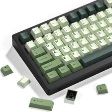 Double Shot PBT Keycaps, Cherry Profile Keyboard Key Caps, Matcha Green Custom K