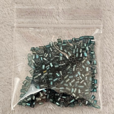 Silver Lined Teal Aqua Blue Green Glass Bugle Beads 7.22g Craft Jewelry